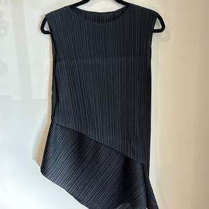 Pleats Please Issey Miyake Asymmetrical Peanuts Pleated Sleeveless Top